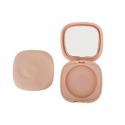 China Recycled Materials HUAYI Simple Colors Powder Plastic Empty Compact Case With Mirror Pink Blush Compact Case for sale