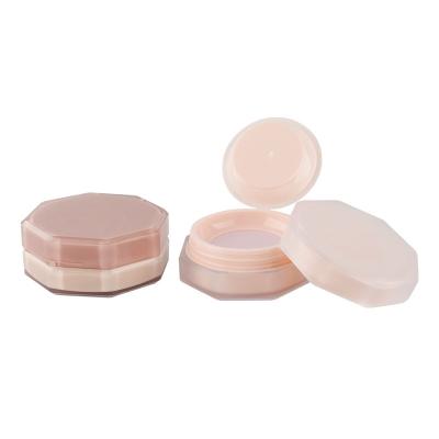 China Reused Materials HUAYI Loose Powder Case With Strainer Cosmetic Case Eye Shadow Container Power Container Cream Jar Packaging for sale