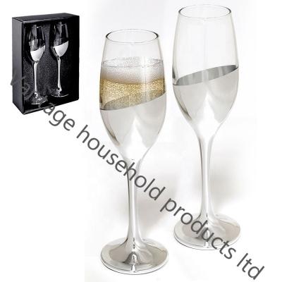 China Wholesale Lead Free Glass Wine Glasses for Party and Wedding Events with Customized 14oz Silver Plated Glass Goblet for Celebrate for sale