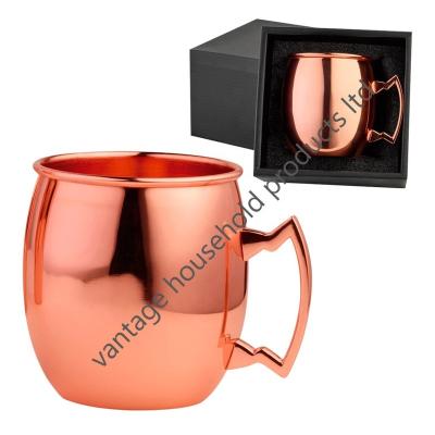 China Popular 304 Stainless Steel Gold Beer Moscow Mule Mug Eco-friendly Hammered Copper Plated Mug For Gifts With Customized Box for sale