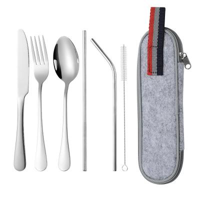 China Amazon Sustainable Portable Stainless Steel Cutlery Set Outdoor Camping Travel Chopsticks Knife Fork Spoon Set for sale