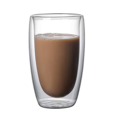 China High Borosilicate Glass Coffee Water Cup Wholesale Disposable Transparent Insulated Milk Drink Cup Egg Shaped Double Walled Glass for sale