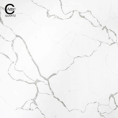 China CAXSTONE Wholesale Hot White Color Artificial Countertop Slabs Quartz Stone Calacatta Black Quartz for sale