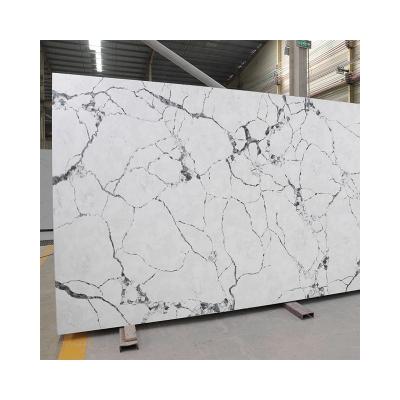 China Cheap Marble Look Stone Prefab Slab Artificial Stone Quartz Countertop Island Big Slab for sale