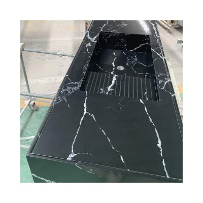 중국 Artificial Black White Stone Engineered Quartz Slab Good Cheaper Price Calacatta 판매용