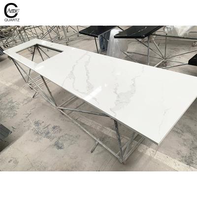 중국 cut to size countertops vanity tops & table tops artificial quartz stone white counter top slab 판매용