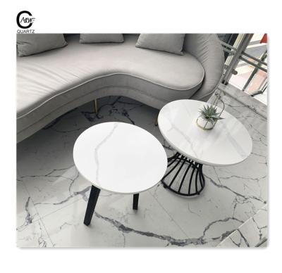 中国 Cut-to-size Quartz tabletop White Color Custom Design Coffee Table Marble TOP 販売のため