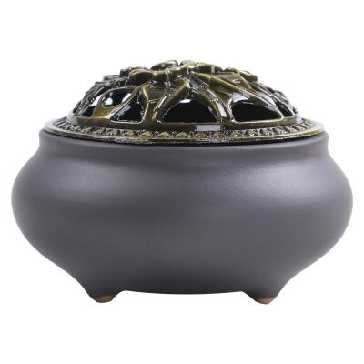 China Handcrafted ready to ship ceramic incense pot with lid for sale