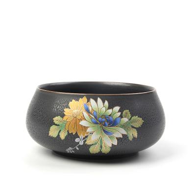 China Chinese Traditional Ceramic Tableware Iron Rust Luster Porcelain Tea Wash Bowl For Tea Cup for sale