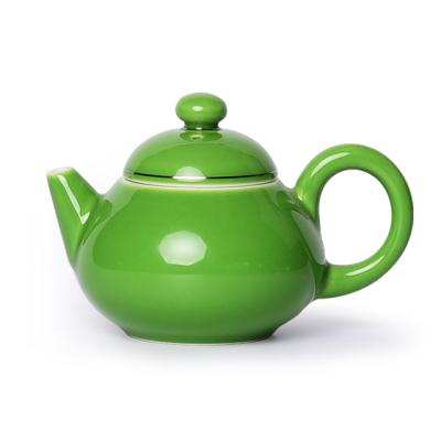 China Viable ready to ship mini porcelain green color ceramic glazed teapot for sale