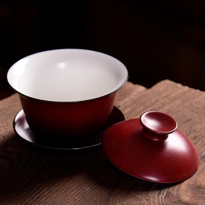 China Sustainable ready to ship ceramic porcelain gaiwan tea cups set lid and gaiwan bowl sancai custom for sale