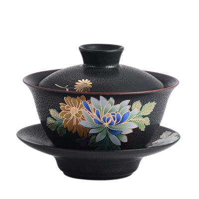 China Viable ready to ship gaiwan set of iron style ceramic porcelain tea cups for sale