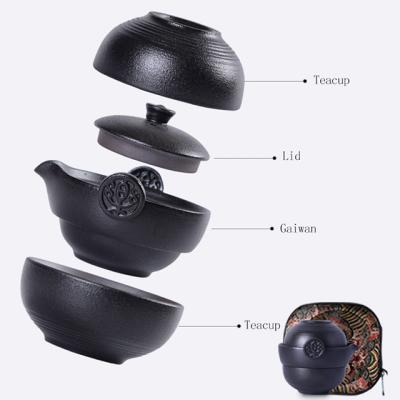 China Sustainable Ready To Ship Travel Ceramic Portable Tea Set With Bag Personal Tea Set for sale