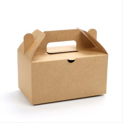 China Recyclable Food Grade Kraft Paper Cake Boxes Fast Food Box For Wholesale for sale