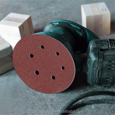 China 6 Inch 6holes Aluminum Oxide Coating Hook and Loop Polishing Pad Abrasive Sandpaper Wood Sanding Discs for sale