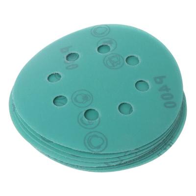 China Polish 1000 1200 1500 2000 Orbital Sanding Sander Sandpaper 5 Inch 8 Hole Hook And Loop Discs Green Film for sale