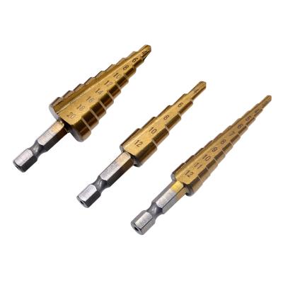 China 3-12mm 4-12mm 4-20mm HSS Drill Bit Step Taper Taper Cutting Tools Metal Steel Woodworking Drill Bit HSS Drill Bits for sale