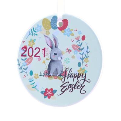 China Ceramic made in china round 7.6cm sublimation ceramic ornament tree decoration for sale