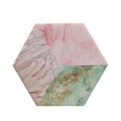 China Factory Price Sustainable Home Absorbent Hexagon Marble Brand New Customized Ceramic Coaster for sale