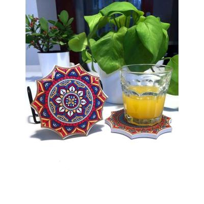 China Sustainable Cork Coaster Absorbent Heat Resistant Petal Ceramic Coaster With Stand for sale