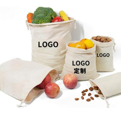 China Small Folding Cotton Drawstring Pouch Popular Buying Reusable Eco Friendly Custom Bag for sale