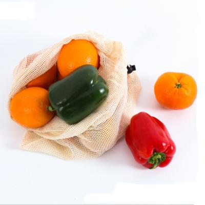 China Low Moq Custom Organic Cotton Mesh Folding Shopping Drawstring Bags For Fruits And Vegetables for sale