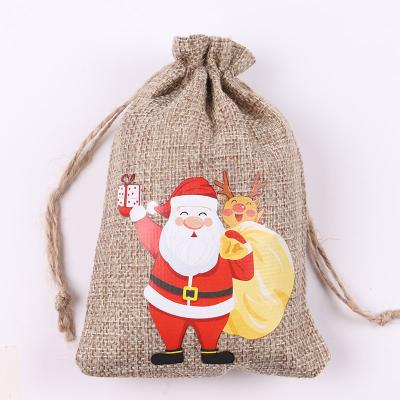 China Hot Selling Custom Mini Candy Handled Christmas Drawstring Gift Pouch Custom Canvas Bags for sale