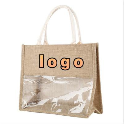 China New Eco-Friendly Wholesale Folding Logo Custom Printing Linen Cotton Linge Handbags Shopping Bag for sale