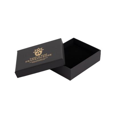 China Recyclable Custom Golden Box Gid Small Logo Foil Square Shape Hard Cardboard Cosmetic Packaging Black Lid And Low Gift Box for sale