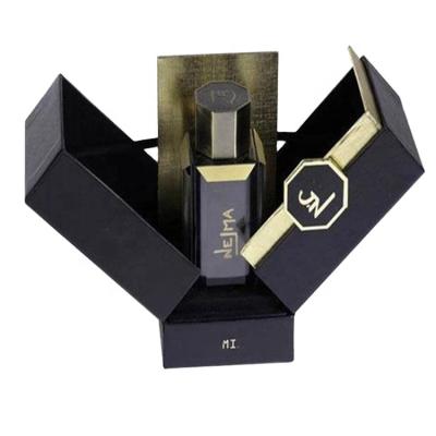 China Recycled Materials Custom Perfume Gift With Box Packaging Luxury Perfume Bottles Wrapping Black Perfume Bottle With Box for sale