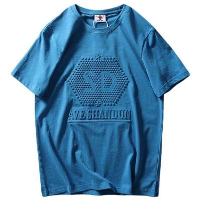 China QINT004 ​​Anti-Wrinkle 3d Embossed Premium Cotton T-shirt Manufacturer Premium Cotton Custom Logo Heavyweight Logo T-shirt T-shirt for sale