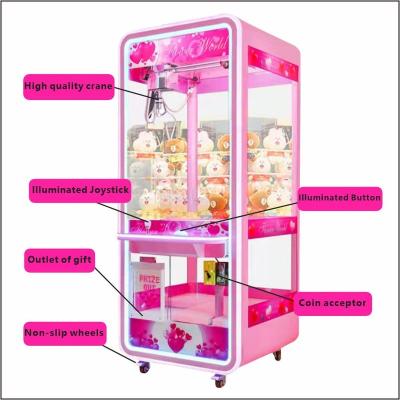 China Iron Pink Wholesale cheap  Amusement Park Plush Toy Claw Machine Cute Coin Operated doll crane machine claw crane for sale