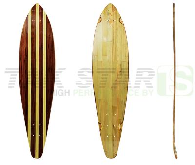 China Canadian Maple+Bamboo 44inch Wooden Pin Tail Longboard Decks With Kick Tail for sale