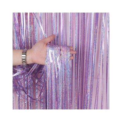 China Hot Sale Light Pink Tape Decoration Foil Laser Rain Curtain For Party Background for sale