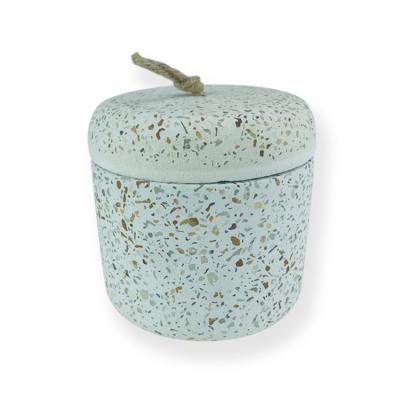 China Simple home decoration fashion home furniture factory customization open storage jar white flower stone terrazzo candle jar for sale