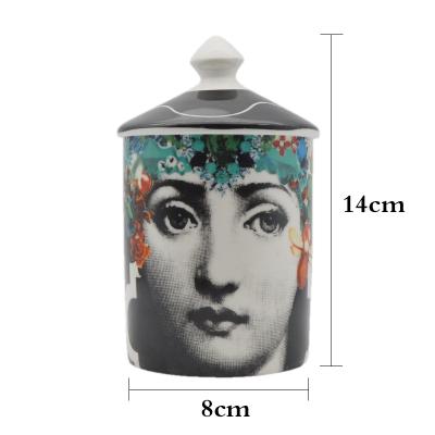 China Storage Home Decorative Ceramic Jar Ornaments Human Face Decoration Scented Candle Jar for sale