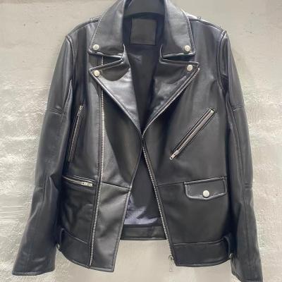 China Wholesale Motorcycle Leather Women Genuine Sheep Leather Jacket Ladies Fashion Real Leather Jacket Women for sale