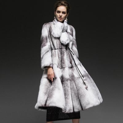 China 2023 WOMEN CUSTOM STYLE viable HANDMADE LUXURY CROSS REAL MINK FUR LONG COAT for sale