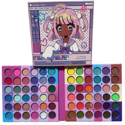 China Waterproof 72 Color Eye Shadow Factory Direct Glitter Custom Children Stage Makeup Pallet Waterproof Professional High Pigment Pearlescent Applicator Kawai IGOODCO ONEYIOO for sale