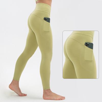 China T2332 Women High Waisted Yoga Leggings Breathable With Phone Pocket Workout Sports Running Sporty Pants for sale