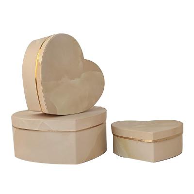 China Gift & Craft RUIYELE 3 Pcs Marble Heart Shaped Paper Flower Boxes, Floral Gift Boxes With Lids, For Luxury Gift And Flower Arrangements for sale