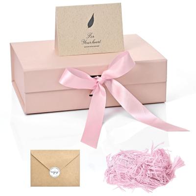 China Gift & Large craft gift boxes with lids magnetic closure, collapsible storage box with ribbon contains card and shredded paper gift box for sale