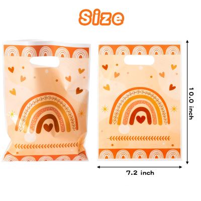 China Rainbow Party Moisture Proof Bag , Heart Waterproof Plastic Bag With Die Cut Handles for sale