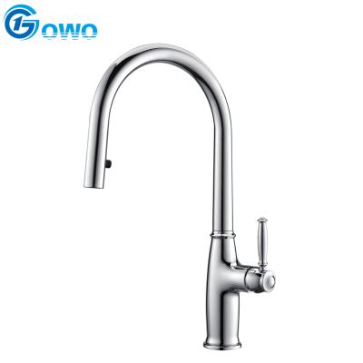 China Modern chrome surface brass material peel pull cookhouse sink faucet for sale