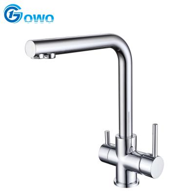 China Modern Pure Water 3 Way Two Way Handle Spout Brass Drinking Kitchen Faucets 3 for sale