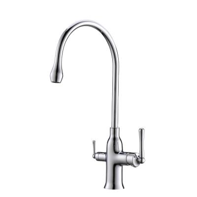 China Modern Kitchen Water Filter Two Handle 3 Way Good Quality Pure Brass Water Faucet for sale