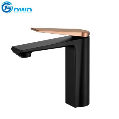 China Black Thermostatic Faucets and Gold Good Quality Luxury Brass Bathroom Sink Faucet for sale