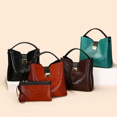 China Fashion DH New Fashion Lady Handbag Bucket Purses Bags Women Handbags Set 2 Pcs And Wallet for sale