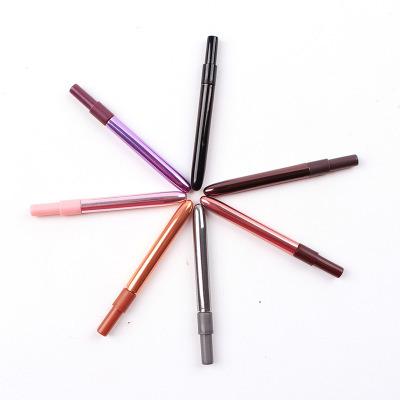 China Portable Simple Smudge Brush Pen Shaped Metal Handle Beauty Makeup Brush Lip Eyeliner Brush for sale