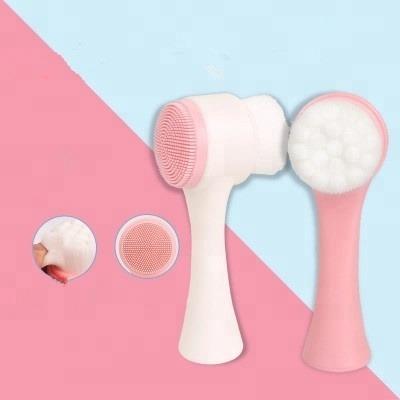 China Angular Blush New 3D Touch Skin Care Creative Silicone Double Sided Soft Synthetic Hair Brush Facial Cleansing Tool for sale